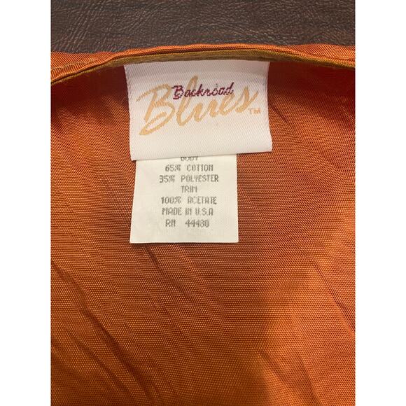 Vintage Backroad Blues Tapestry Cabin Scene Vest USA Made Large Winter Christmas - Picture 8 of 9